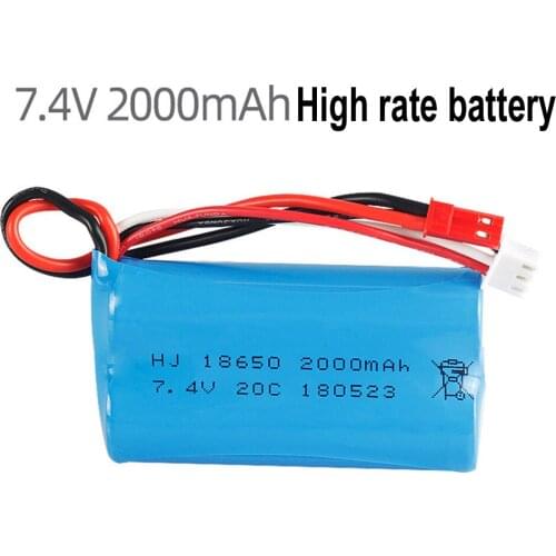 7.4v 2000 mAh 20C High Rate Li Po Lipolymer High Rate Rechargeable Battery 18650 For Drone Quadcopter Helicopter JST+3Pin Plug