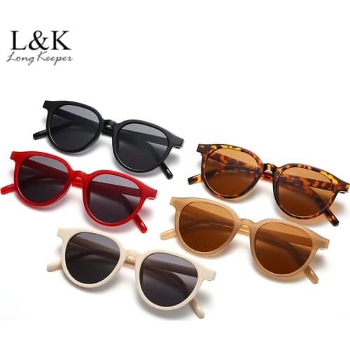LongKeeper Round Sunglasses Women Men Fashion Brand Cat Eye Sun Glasses Female Driving Eyewear Leopard Black Glasses UV400
