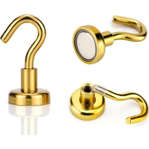 Set of 2pcs Different sizes Strong Magnetic Hook Non-slip Metal storage organizer hooks Magnet home organizers