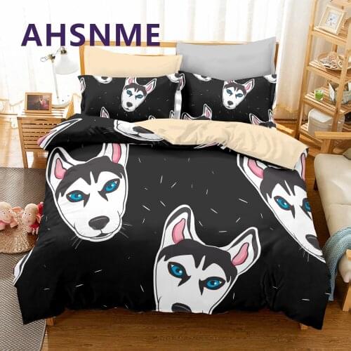 AHSNME Vivid Husky Duvet Cover Pet Dog Bedding Set Little Puppy Bed Sets Cozy Children Adults Bedlinen 2/3pcs Dropshipping