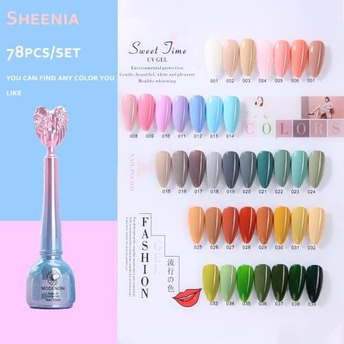 SHEENIA 2021 New Spring Popular 78 Colors Nail Gel Polish UV Gel Nail Polish For Nail Art Manicure Semi Permanent Color Gel