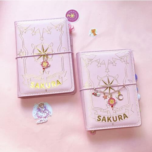 NEW Cute Anime Card Captor Looseleaf Sakura Notebook Set Stickers Pen Model Toys Ornament for Desktop Girl Gift