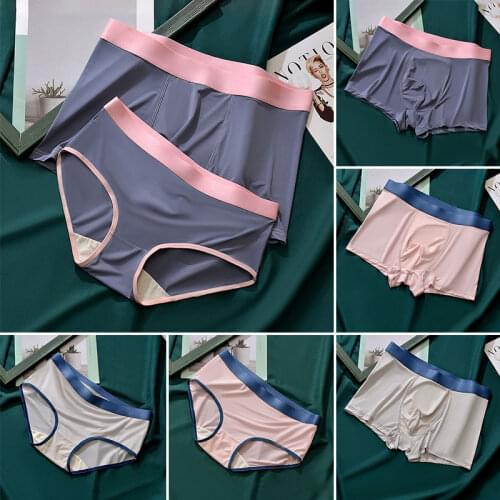 Couple Underwear Briefs Panties Ice Silk Lovers Underpants High Quality Breathable Soft Lingerie Fo Summer Wear 2021 New Arrival