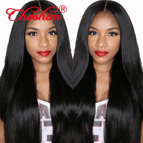Remy Glueless Full Lace Human Hair Wigs for Women 130% Density Natural Black/Brown Straight Brazilian Lace Wig with baby Hair