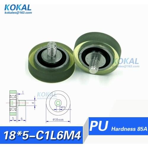 [PU18*5-C1L6M4]Free Shipping 10pcs currency-count machine bearing roller wheel PU TPU screw M4 pulley 18*5 PU18-5 wheel