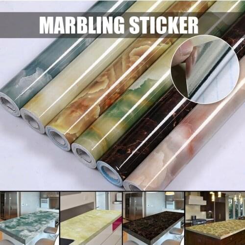 60cm* 3M/5M Self Adhesive Marble Vinyl Wallpaper Furniture Decor Film Waterproof Oil-proof Wall Stickers For Kitchen Home Decor