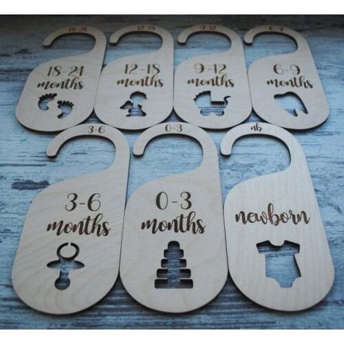 7pcs 20x8cm Big Size Baby Wardrobe Divider Wooden Closet Size Divider For Kids Clothes Clothing Size Dividers