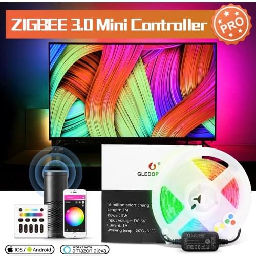 ZigBee 3.0 Pro Smart TV Strip Controller Pro Kit Mini 5V USB RGBCCT Work with Echo Plus SmartThings Tuya App/Voice/Remote
