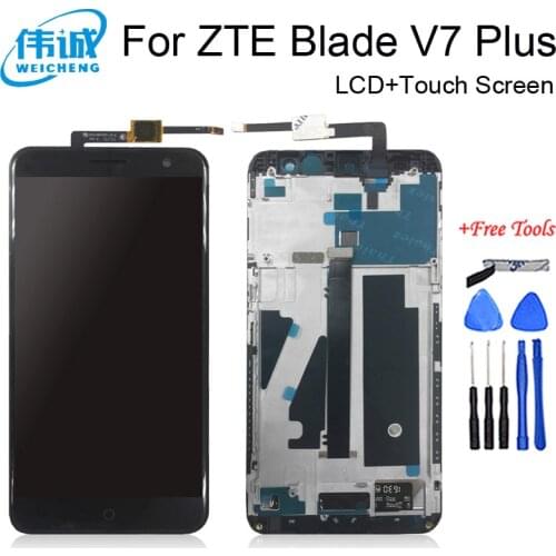For ZTE Blade V7 LCD Display Touch Screen Digitizer Assembly Replacement Sensor LCD For ZTE V7 Plus V8 LCD With Frame+Tools