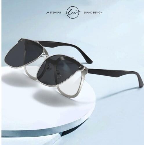 LM Vintage Steampunk Flip Sunglasses Men Women Polarized Mirror Lens Retro Square Shades UV400 Eyeglasses Goggle gafas de sol