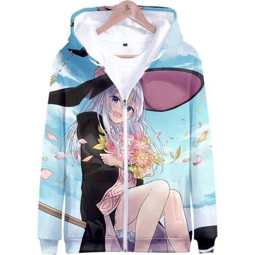 Anime Wandering Witch The Journey of Elaina Hoodies 3D Printing Long Sleeve Hooded Jackets Tops Sweatshirt Coats Women Men