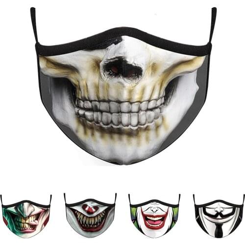 Horror Joker Mouth Masks Women Men Unisex Face-Protection Cycling Spots Breathable Adult Party Gift Cool Mask Halloween Cospaly