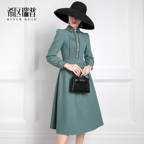 High End Baby Collar Dress Womens New French Retro Style In Autumn And Winter Of 2021