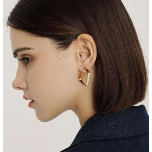 2021 New Fashion Retro Gold Hoop Earrings Diamond Temperament Cold Wind Geometric Style For Women Jewelry Accessories Wholesale