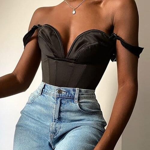 2021 womens sexy V-neck open back suspender short vest top for women