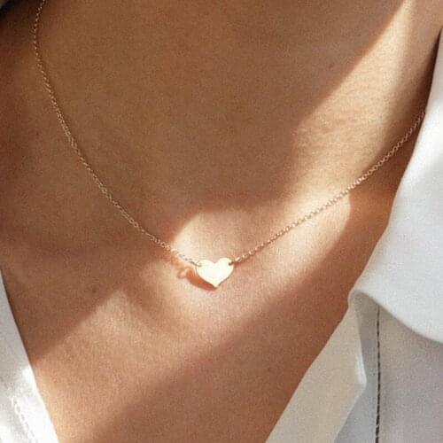 Gold Filled Heart-shaped Pendant Handmade Jewelry Necklaces Vintage Jewelry Choker Kolye Collier Femme Boho Necklace For Women