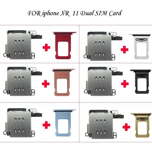 1set for iPhone XR Dual SIM Card Reader flex cable for iPhone 11Dual SIM Card+SIM Card tray Holder Slot Adapter Replacement Part