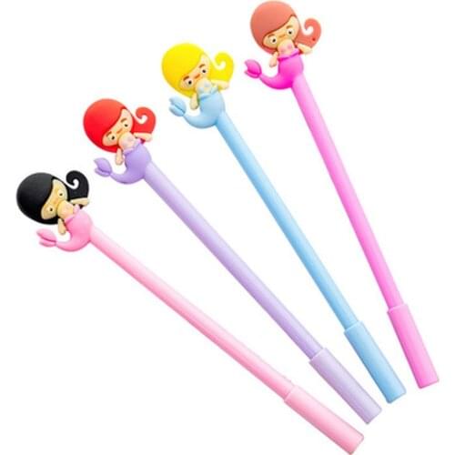 1pcs Mermaid Gel Pen Cute Stationery Kawaii Pen 0.5 Mm Novelty Cute Pens Student Black Gel Pens New Kawaii School Supplies