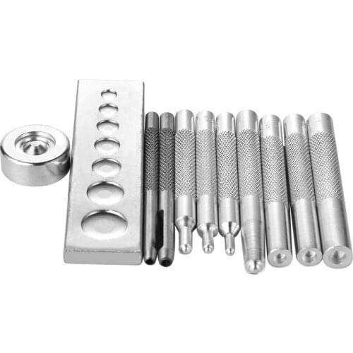 11pcs/set DIY Leather Tool Punch Snap Kit Die Punch Hole Snap Rivet Button Setter Base Kit Leather Craft Tools
