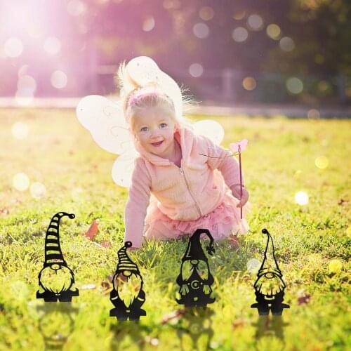 4Pcs Steel Branch Gnomes Decoration Cute Standing Silhouette For Garden Yard Outdoor Sculpture Easter Lawn Home Yard Decor