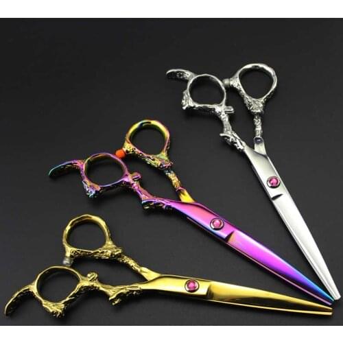 6 inch 2pcs Professional Hair Scissors Cutting Thinning Barber Haircut Razor Hairdressing Shears Haircut Razor Flat Teeth Blades