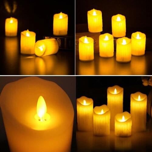 6pcs Swinging Dripped Wax Moving Dancing Flame LED Taper Candle Home Wedding Xmas Bar Party Church Decor