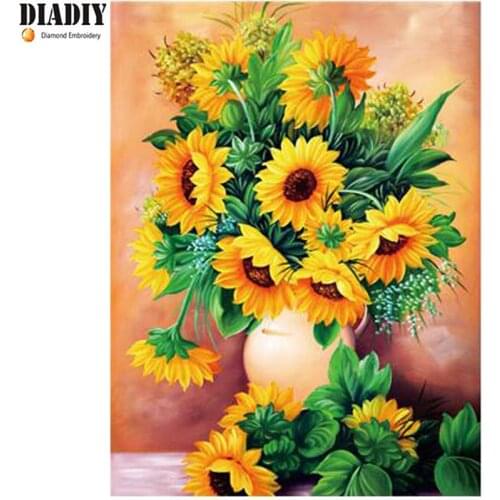 DIY Diamond Embroidery Sunflower Diamond Painting Cross Stitch Needlework Full Square Crystal Mosaic Home Decor