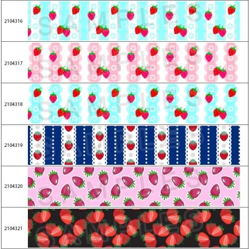 Fruits Theme Strawberry Pattern Grosgrain Satin Tape Ribbons 10yards Ynthetic Sewing Materials Crafts