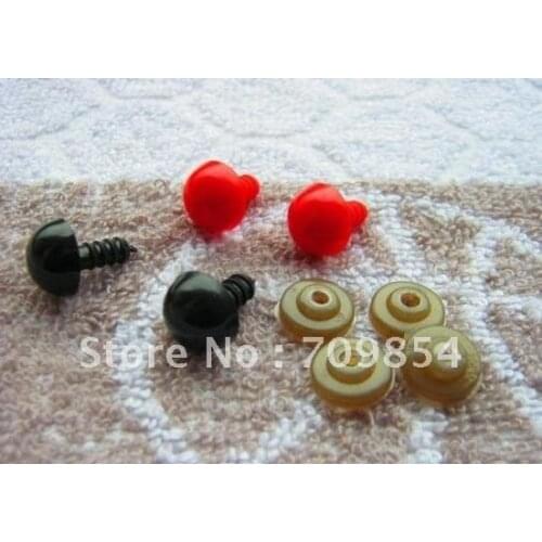Free shipping!!! 500pcs/lot 12mm MINI red PLASTIC SAFETY ERES toy eye toy nose