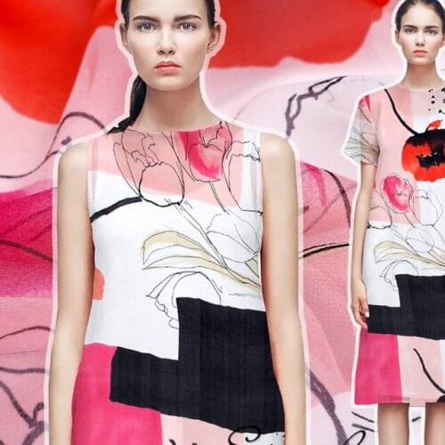 Free shipping! elegant silk printed fabric breathable silk georgette fabric wholesale high quality silk cloth