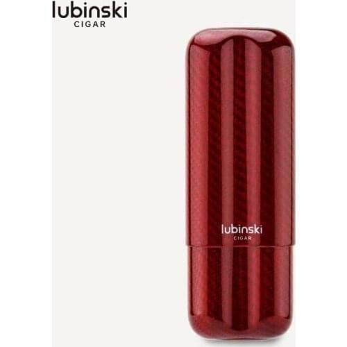 LUBINSKI Exquisite Carbon Fiber Gloss 2 Tube Cigar Holder Cigar Case Humidor Cigarette Smoking Gadget Tobacco Fit COHIBA