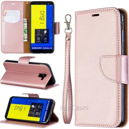 J6 Case For Samsung Galaxy J6 Case Plain Matte Leather Vintage Phone Coque Samsung J6 Case Flip Wallet Case On J6 Cover Fundas