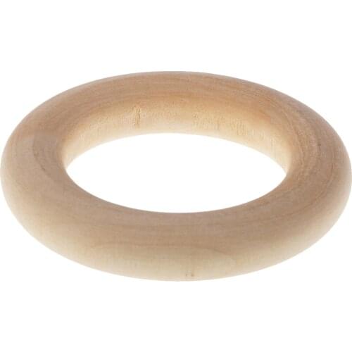 10 Pieces 58mm Wooden Loop Connectors Circle Natural Wood RIng for DIY Craft