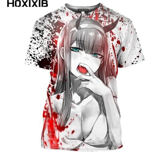 HOXIXIB Darling In The Franxx T Shirt Men Fun 3D Print Sexy Bikini Anime Girl ZERO TWO Tshirt Women Hentai Maiden 002 Sportswear