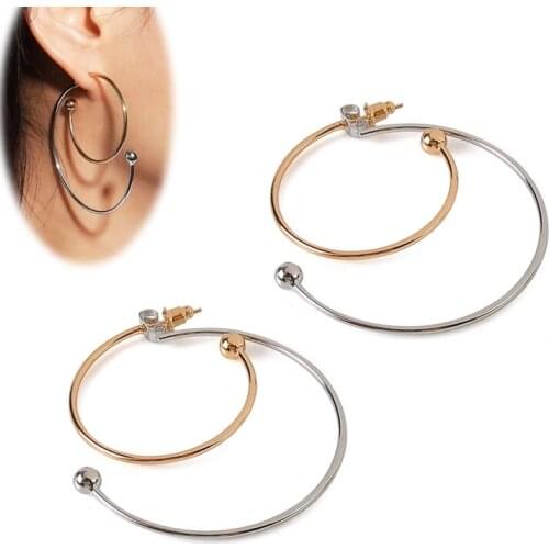 MISANANRYNE Simple Hoop Earrings For Women Ladies Double Layers Circle Ear Hoops New Arrival Temperament Hip Hop Earrings