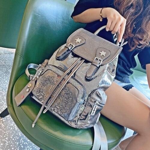 Fashion Womens Backpack Microfiber Synthetic Leather Mochila Animal Prints Rivet Shoulder Bag New School Travel Bolsa Feminina