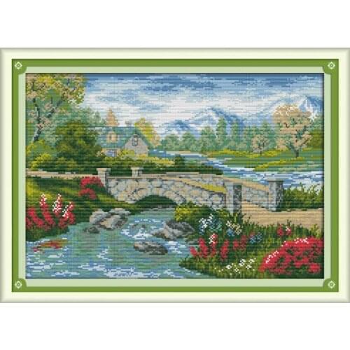 Bridge River 4 cross stitch kit animal18ct 14ct 11ct count print stitching embroidery DIY handmade needlework plus