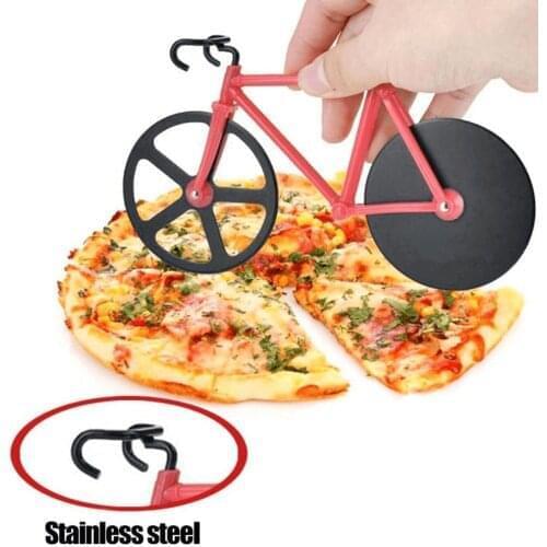 New Design Stainless Steel Pizza Knife Two-wheel Bicycle Shape Knives Knife Pizza-Tool Bike Round Creative Bicycle Pizza Cutter