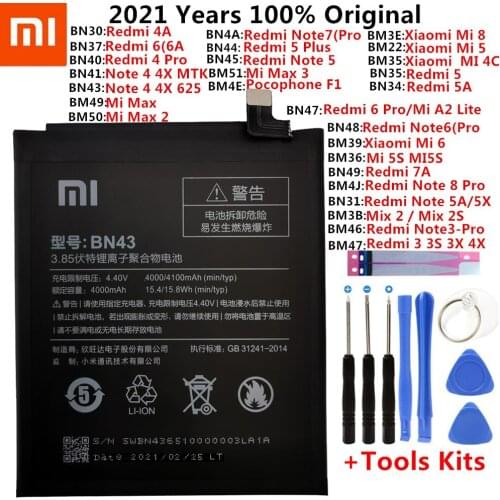 Original Battery For Xiaomi Mi Redmi Note Mix Max 2 3 3S 3X 4 4X 4A 4C 5 5A 5S 5X M5 6 6A Mi6X 7 8 9 MI9 Pro Plus Lite batteries