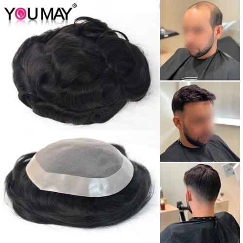 You May Hair Toupee For Men Indian Human Hair Durable Hairpieces Lace Mono Replacement System Tupe Human Hair Mens Wig He