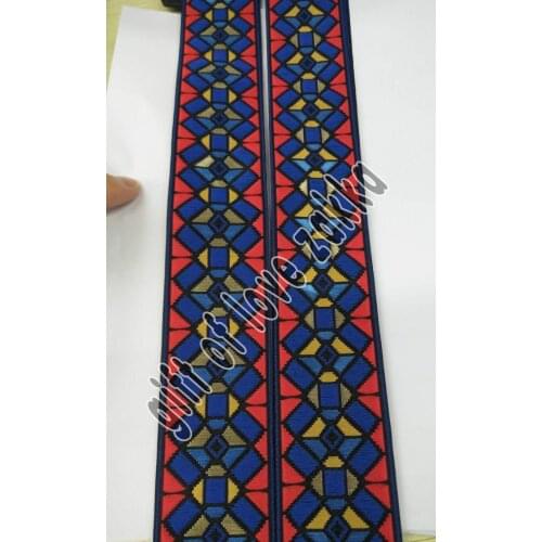 HOT Retro stained glass pattern 5CMX8YARDS Polyester Woven Jacquard Ribbon DIY handmade Clothing Straps Accessory