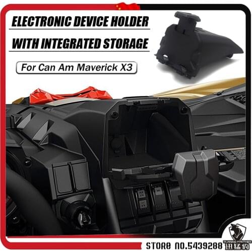 Extended UTV Electronic Device Holder w/ Integrated Storage Ipad Holder for Can Am Maverick X3 Models Black 2017 2018