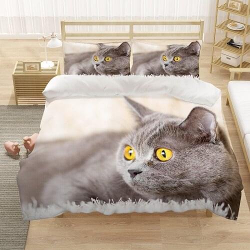 Animal Cute British Cat 3D Luxury Bedding Set Kids Duvet Cover Sets Quilt Home Textiles King Queen Double Full Size Dropship