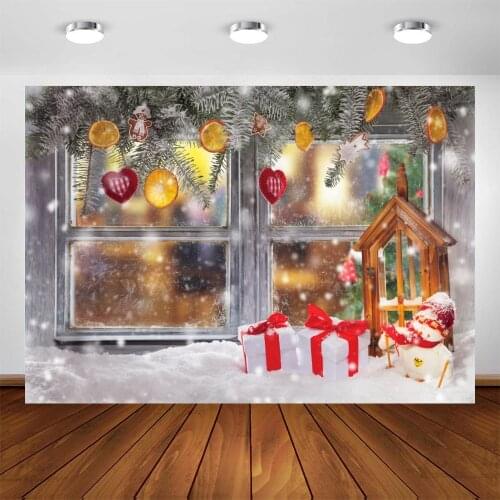 Yeele Christmas Backdrop Children Photography Snowflake Pine Wooden Windows Background Baby Photographic Photo Studio Photophone