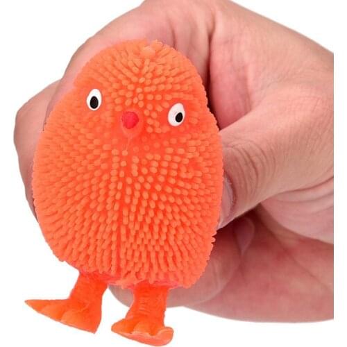 1Pcs Cartoon Cute Chickens LED Flashing Puffer Ball Squeeze Stress Relieve Kid Toy Child Adult Men Women Relieve Stress Toy Gift