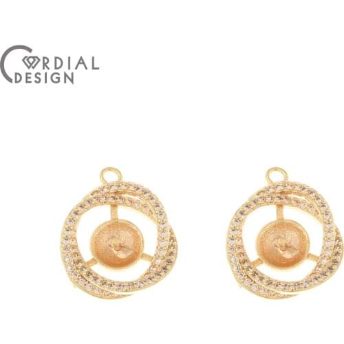 Cordial Design 10Pcs 14*17MM Jewelry Findings & Component/Genuine Gold Plating/Hand Made/Jewelry Accessories/DIY Parts/CZ Charms