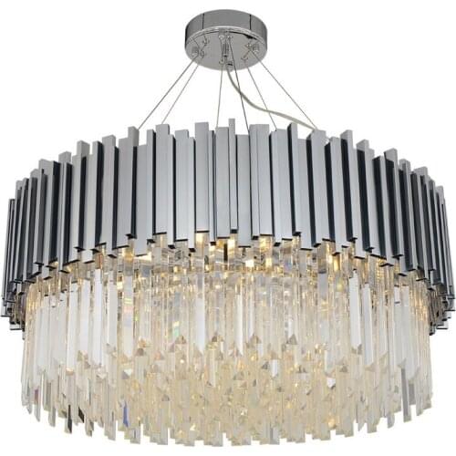 New Modern Chandelier Lighting Chrome Polished Steel Crystal Lamp Luxury Round Living Dining Room LED Cristal Lustre
