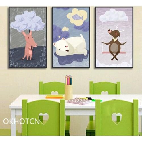 Sleeping Polar Bears Dreaming About Eating Fishes Animals Rain Cloud Arctic Alaska Couple Animal Wall Decor Custom Poster