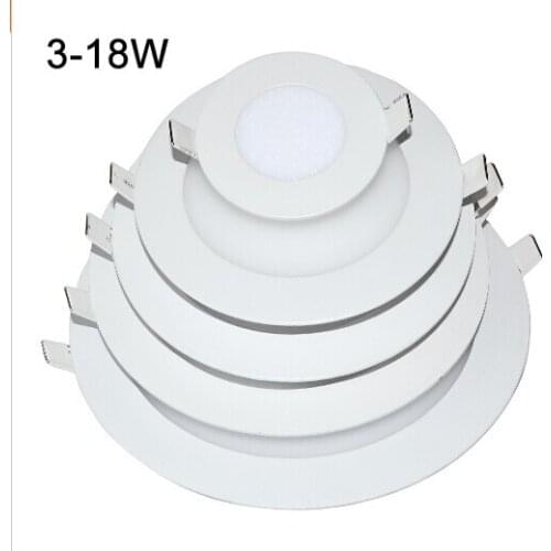 Ultra Thin 3W 6W 9W 12W 15W 18W Recessed LED Panel light Downlight 110V -220V LED Ceiling lamp Chandelier Bulb + LED Driver