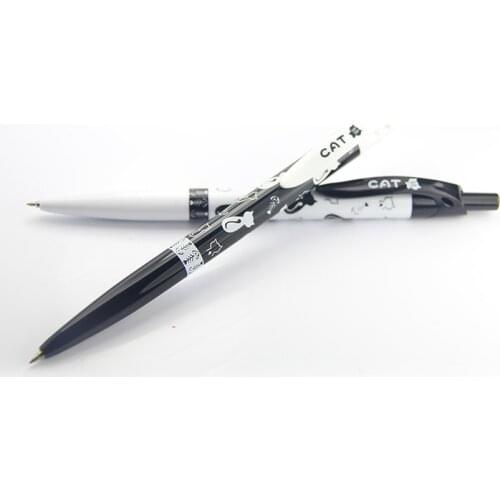 Funny kawaii Black & White Cartoon cat Ballpoint Pens 0.5mm blue ink pen office accessories material escolar school supplies